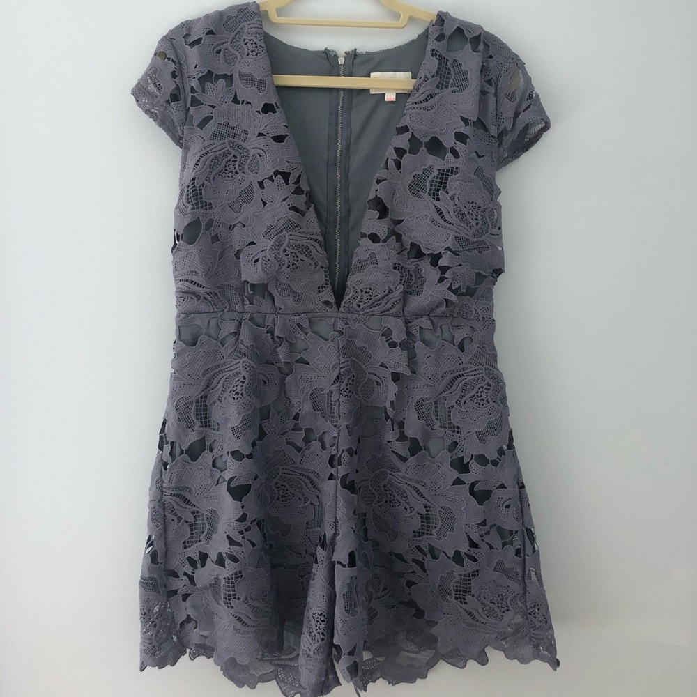 Grey Crocheted Romper